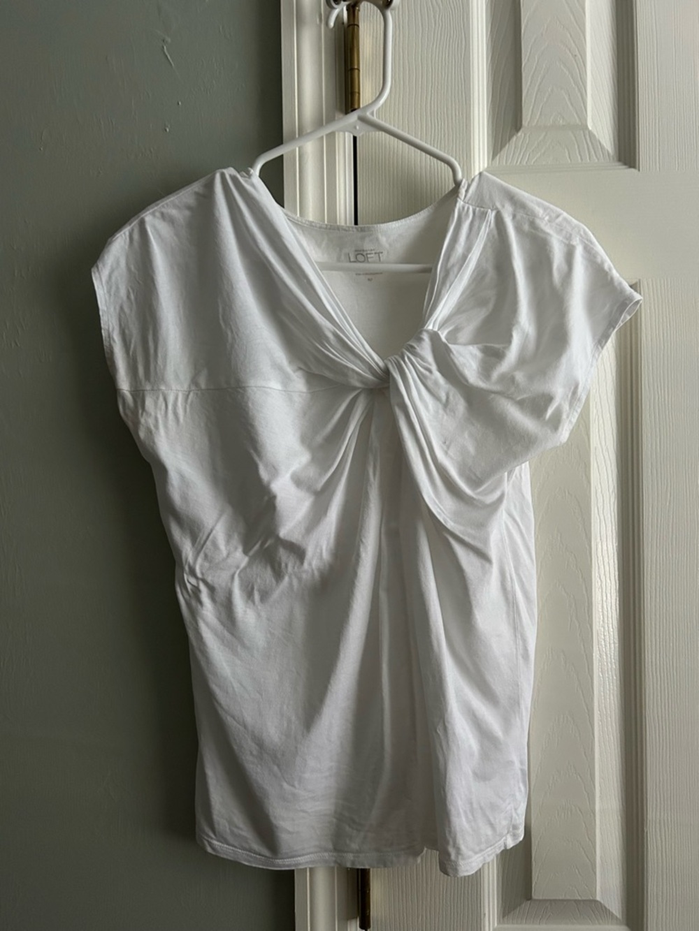 LOFT White Twist-Front Cap Sleeve Top